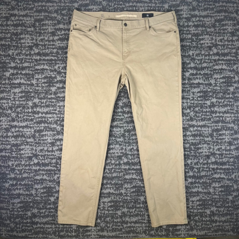 Banana Republic Slim Twill Traveler Pants Mens 40x32 Khaki Tan Stretch